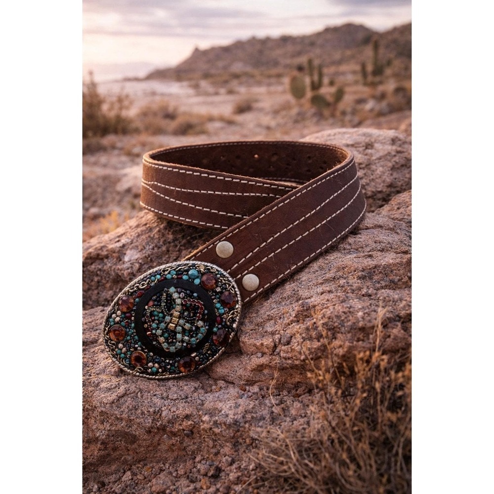 Tiffany Lee Designs Y2K Studded Leather Belt Boho Western OOAK